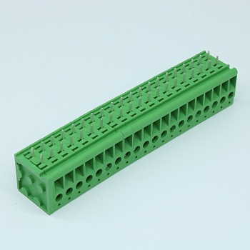 DT-123RA-20P - шаг: 5.00мм, пров: 2.50мм.кв, 300V, 20A, 20 конт., фронт. подкл. для п/п винтовой зажим, h = 18.50мм