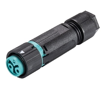 Разъем RST16I3/2S B1 ZT4S A TB - Розеточный разъем на кабель диам. 5-9,5 мм, IP68(69k), 2 полюса, цвет: бирюзовый, номинальные характеристики: 250V/400V 16A, серия gesis RST MINI