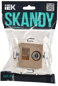 SKANDY Розетка двойная TV+RJ45 кат.5E SK-A14Sa песочный IEK SK-AK20-1-K98