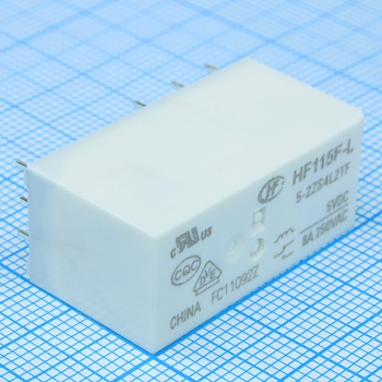 HF115F-L/5-2ZS4L2TF - Реле силовое с защелкой 8А две группы на переключение катушка 5В