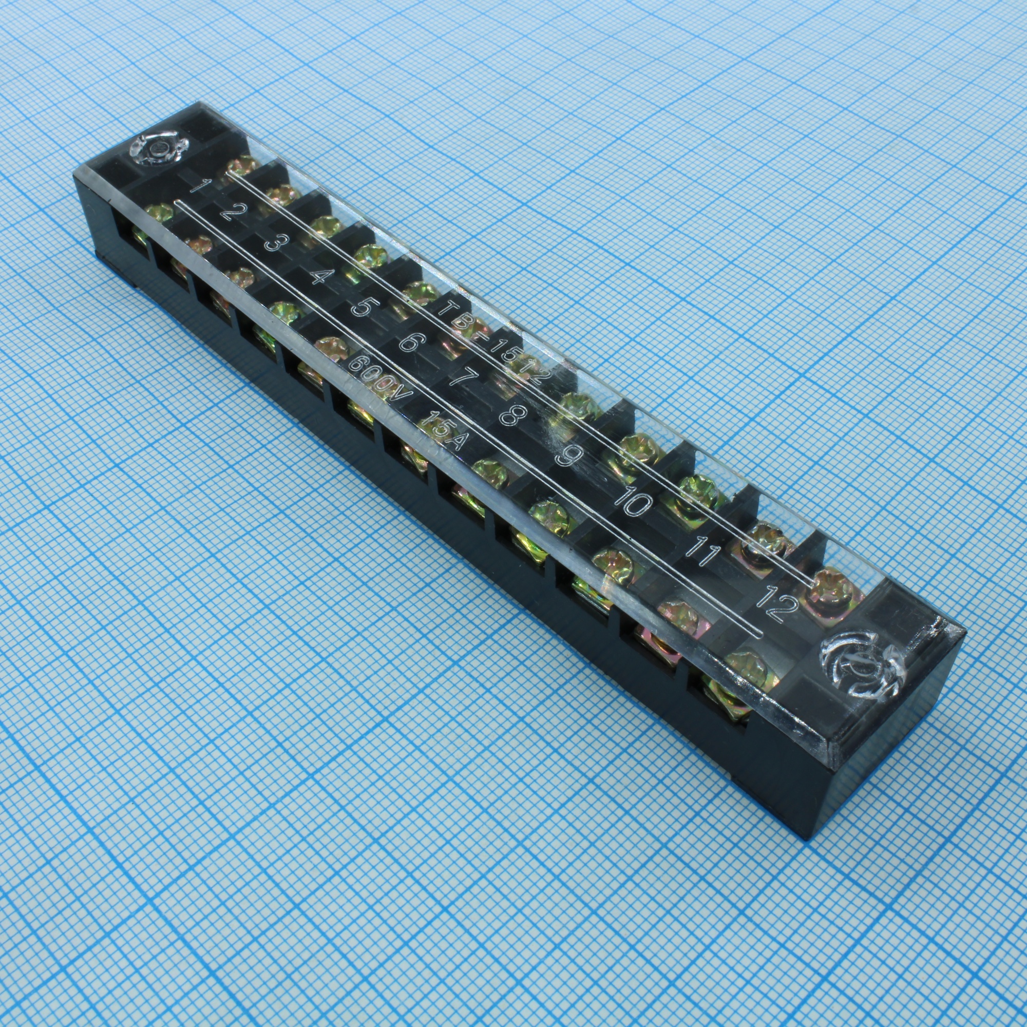 TB-1512 - Клеммная колодка винтовая с крышкой 24 контакта (2х12) М3, AWG14, 2мм2, 15А 600В
