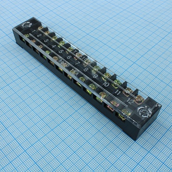 TB-1512 - Клеммная колодка винтовая с крышкой 24 контакта (2х12) М3, AWG14, 2мм2, 15А 600В