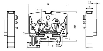 Заземляющая клемма WS2.5-DIN15-PE-01P-1C - Заземляющая, тип фиксации провода: пружинный, номинальное сечение: 2,5 мм кв., 24А, 800V, ширина: 5 мм, цвет: желто-зеленый, тип монтажа: DIN15