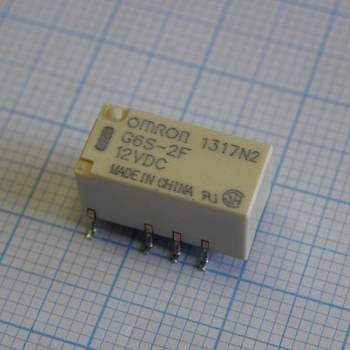G6S-2F-TR-12VDC - Сигнальное реле 2А две контактных группы на переключение катушка 12В (14.8х9.2х9.2мм) для поверхностного монтажа