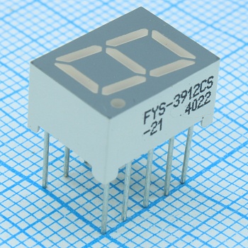 FYS-3912CS-21 - 1 разрядный индикатор 10мм/красный/660нм/15-20мКд/ОК