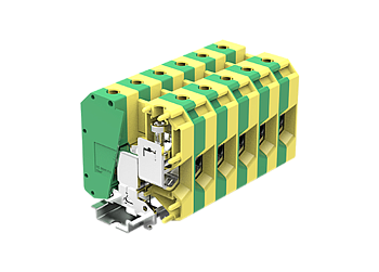 Заземляющая клемма 350903 - Заземляющая клемма, UK35, тип фиксации провода: винтовой, номинальное сечение: 50 мм кв., ширина: 15 мм, цвет: желто-зеленый, тип монтажа: DIN 35