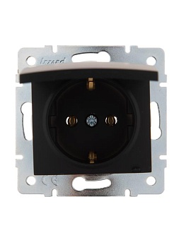Розетка 1-м СП Karina с заземл. с крышкой термопласт механизм черн. бархат 707-4288-123B