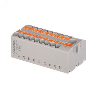 Блок распределительный, зажим push-in, 1 ввод 6 кв.мм, 18 точек подключения 2,5 кв.мм, серый DTP1-118-104SPUG
