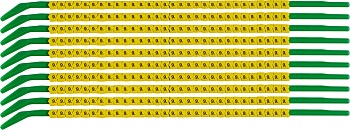 brd333159 - SCNG-09-9 клипсы жёлтые, 300шт/упак, для провода 2,5-3,0мм диаметра, легенда 9