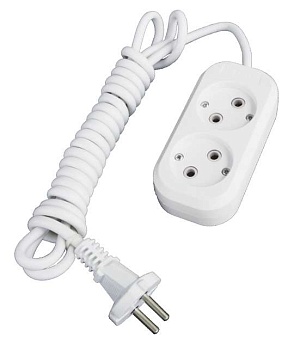 Удлинитель 2х2м без заземл. 10А IP20 Е-202 ПВС 2х0.75 АБС-пластик 9631959