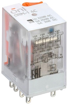 Реле интерфейсное ORM-1 4C 220В AC с LED и тест. кнопкой ORM-1-4C-AC220V-L-B