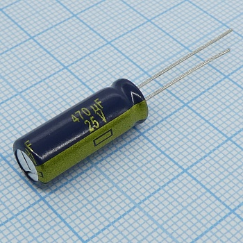 EEUFC1E471L - Конденсатор радиальный алюминиевый 25В 470мкФ (10*16mm) 1.05A 3000часов 105°C