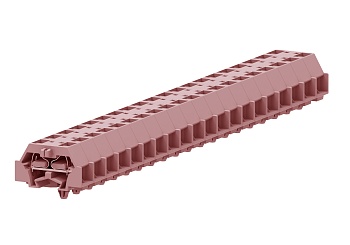 Клемма мини 241349 - Мини клемма, боковой подвод кабеля, 4 точки подключения в клемме, тип фиксации провода: пружинный, номинальное сечение: 2,5 мм кв., 24A, 500V, цвет: розовый, тип монтажа: защелки в панель