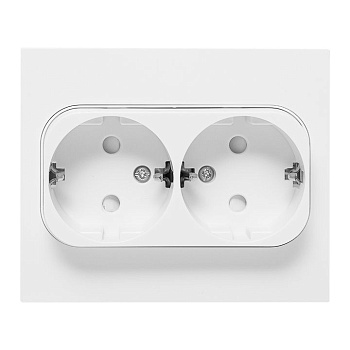 Розетка 2-м СП Стокгольм 16А IP20 с заземл. защ. шторки бел. PROxima EXR16-128-10
