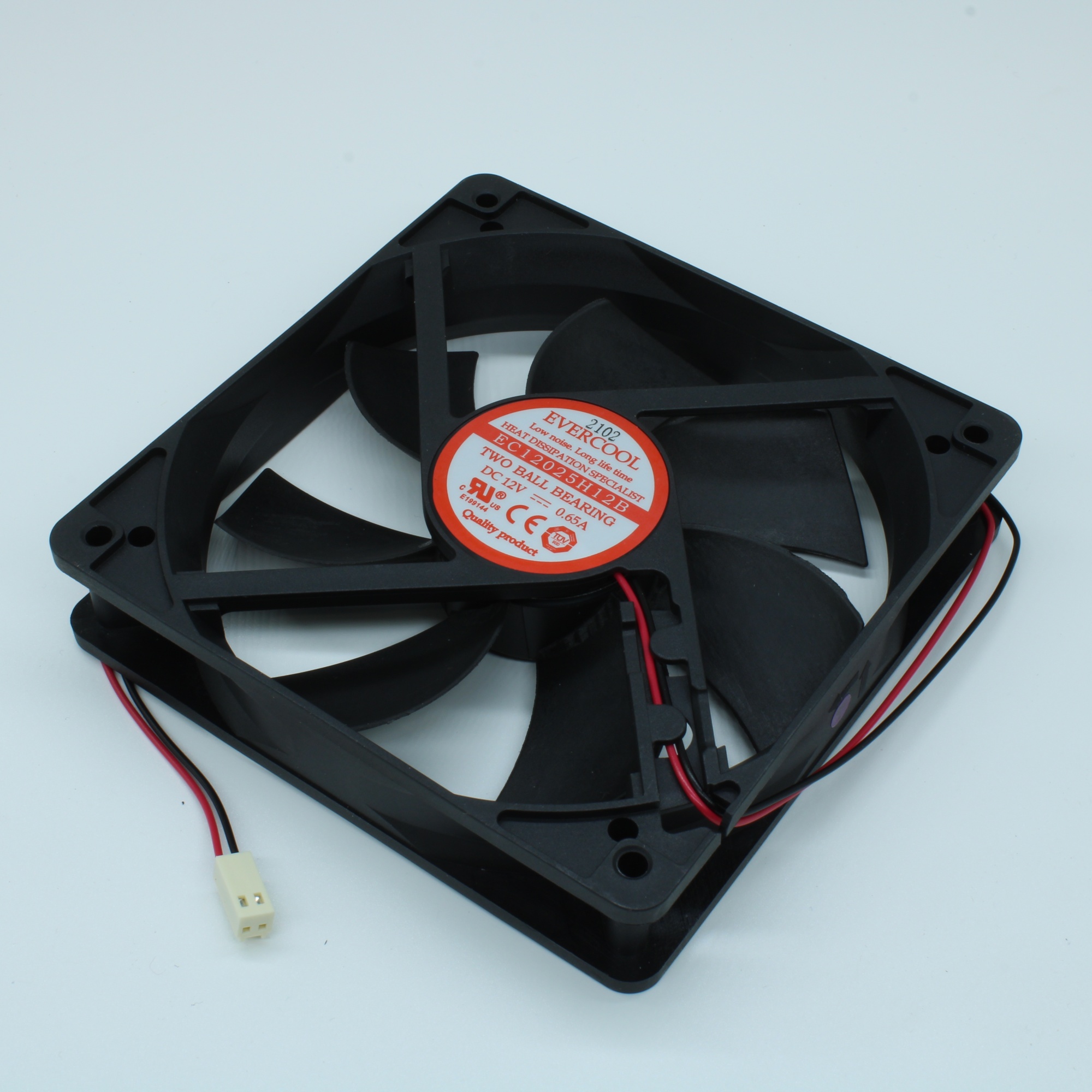 EC12025H12B - Вентилятор 12В, 120х120х25мм, 162.49 м3/час, 43.6dB, подшипник качения, 2600 об/мин