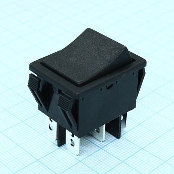 R52-5BBOT-G - Переключатель клавишный 16А 250В ON-OFF 6 Pin -черный-