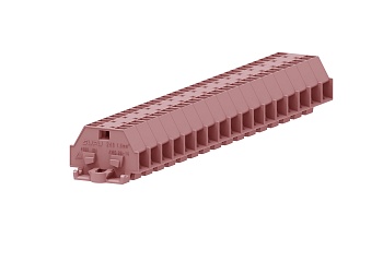 Клемма мини 240339 - Мини клемма, боковой подвод кабеля, 4 точки подключения в клемме, тип фиксации провода: пружинный, номинальное сечение: 1,5 мм кв., 18A, 400V, цвет: розовый, тип монтажа: монтажные фланцы