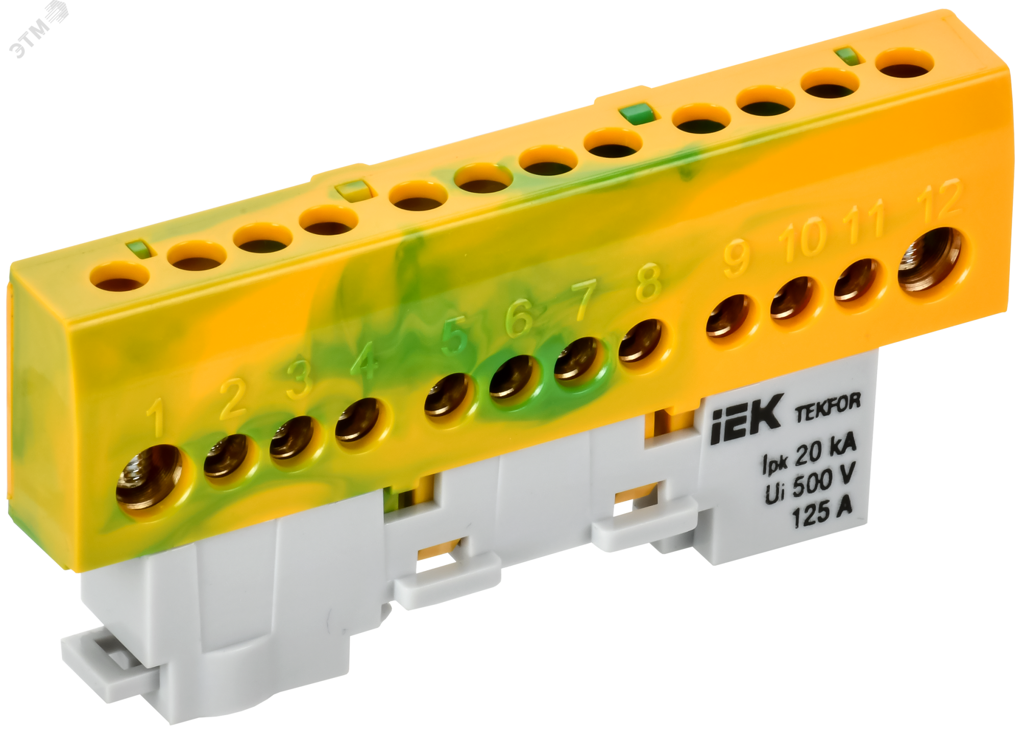 TEKFOR Шина PE земля изолированная на универсальном держателе 8х12-12-ЖЗ IEK TF-NN20-12-KL-K52