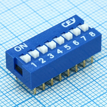 DS1040-08BN - DIP-переключатель 8 групп слайд синий