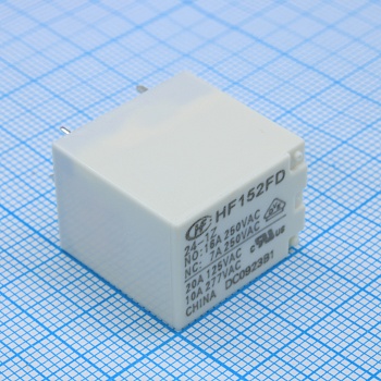 HF152FD/24-1Z - Реле силовое одна группа на переключение 17A/277В переменного тока материал контактов AgNi катушка 24В