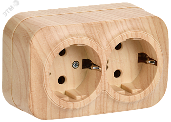 Розетка 2-м ОП GLORY РС22-3-ХС 16А с заземл. сосна ERH21-K34-16