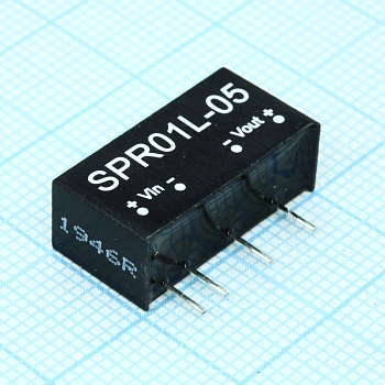 SPR01L-05 - Преобразователь DC/DC, 1Вт, вход 4.4…5.5В, стабил. выход 5В/200мА, изоляция 1000В DC, SIP7, 19.6х10.14х7.1мм., -25°С…+71°С