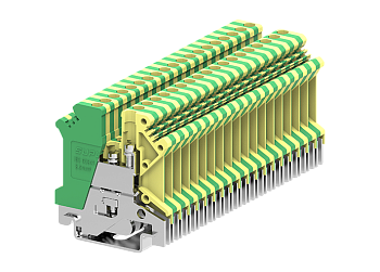 Заземляющая клемма 303903 - Заземляющая клемма, UK2.5, тип фиксации провода: винтовой, номинальное сечение: 2,5 мм кв., ширина: 5,1 мм, цвет: желто-зеленый, тип монтажа: DIN 35