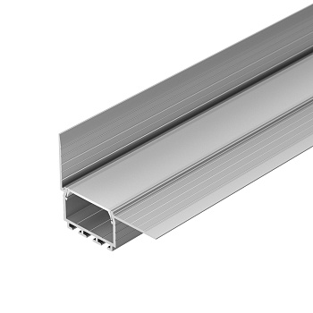 Профиль PLS45-F-HIDE-2000 026547 - Алюминиевый угловой профиль для светодиодных лент и линеек. Встраиваемый в гипсокартон, под строительную отделку. Позволяет создать линию света между стеной и потолком шириной 24 мм., без видимых частей алюминия. Габарит