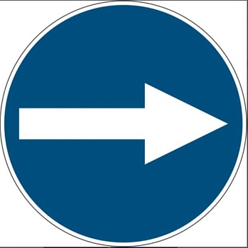 gws227529 - PIC 258 Предписывающий знак безопасности "Направляющая стрелка", 50 мм, 250 шт/рул , B-7541(ламинированный полиэстер)"