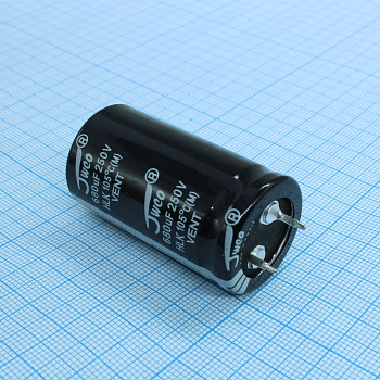 HLK223M1EBKJ2545VBK - Конденсатор алюминиевый электролитический 22000мкФ 25В ±10% (25х45мм) защелкиваемые выводы 10мм 2000часов 105°C россыпь