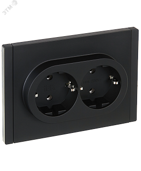 Розетка 2-м СП FORTE&PIANO FP124 16А с заземл. без защ. шторок безвинт. крепл. черн. IEK FP-R21-16-1-K02