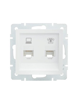 Розетка компьютерная + телефонная 1-м СП Vesna механизм бел. 742-0288-143