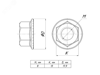 Гайка с фланцем М8 gflm8