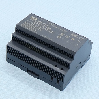 HDR-150-24 - AC-DC, 150Вт, вход 85...264 В AC 47...63Гц/120...370В DC, выход 24В/6.25А, рег. выхода 21.6…29В, изоляция 3000В AC, в кожухе на DIN-рейку, 105х90х54.5мм, -30...+70°С