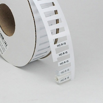 Маркер для контейнеров HIC-R-15-4,6-W - Маркер для конейнеров CHL, STC, DMP, форма маркера: усечённый ромб, высота 4,6 мм, длина 15 мм, цвет белый, для принтера: RT200, RT230, в упаковке 2500 маркеров