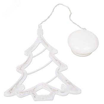 Фигура светодиодная "Елочка" 190х160х10мм 8LED зел. 1Вт 4.5В IP20 на присоске с подвесом элементы питания 3хAAA (не в компл.) 501-017