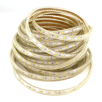 LED-лента 3528 WW/ 60 чипов/1м/220V/IP68 - в силиконовой оболочке / белая тёплая / 60 чип диодов 3528 на метр / потребляемая мощность 4,8 Вт/м / 240Лм/м / 2800k / IP68 /