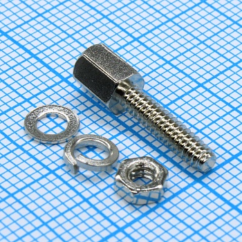 DS1045-01-1780-0580-4A - Комплект крепежа для D-SUB: винт шестигранный L=17.8мм, гайка, шайба, шайба-гровер / 1set