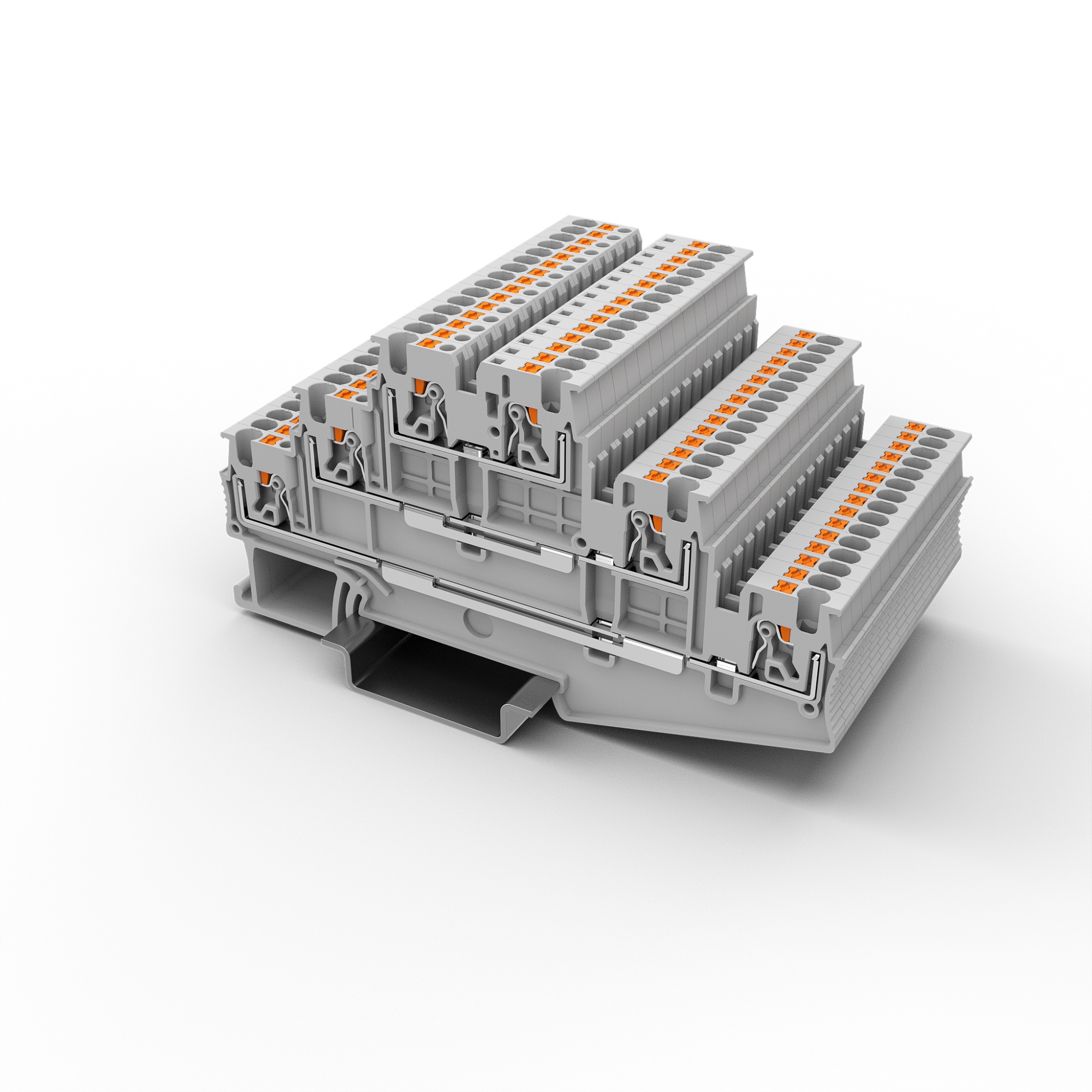 Этажная клемма UPT-1.5/3-GY - Этажная клемма, тип фиксации провода: Push-in, номинальное сечение: 1,5 мм кв., 500V, 15A, ширина: 3,5 мм, цвет: серый, тип монтажа: DIN35