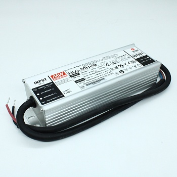 HLG-80H-48 - AC-DC, 80Вт, IP67, вход 90…305В AC, 47…63Гц/127…431В DC, ККМ, выход 48В/1.7А, изоляция 3750В AC, в кожухе 196х61.5х39мм, -40…+70°С