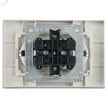 Розетка 2-м СП BRITE РСш12-3-БрБ 16А в сборе с заземл. защ. шторки бел. BR-R24-16-K01-F