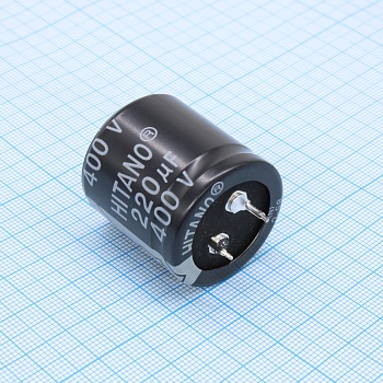 ELP221M2GBC - Конденсатор алюминиевый  электролитический 220мкФ 400В ±20% (30 X 30мм) защелкиваемые выводы 10мм 1750мА 2000час 85°С россыпь