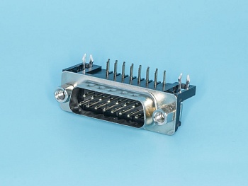 DRB-15MA - Разъем 15 контактов, вилка на плату, прямой угол  7.2мм