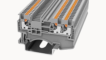 Проходная клемма DS1.5-TW-01P-11 - Проходная клемма, 3 точки подключения, тип фиксации провода: Push-in, номинальное сечение: 1.5 мм кв., 17,5A, 500V, ширина: 3,5 мм, цвет: серый, втычная перемычка, тип монтажа: DIN35