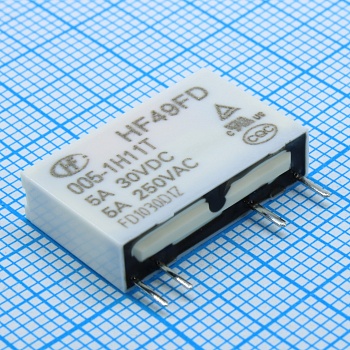 HF49FD/005-1H11T - Реле силовое 5A один контакт на замыкание катушка 5В