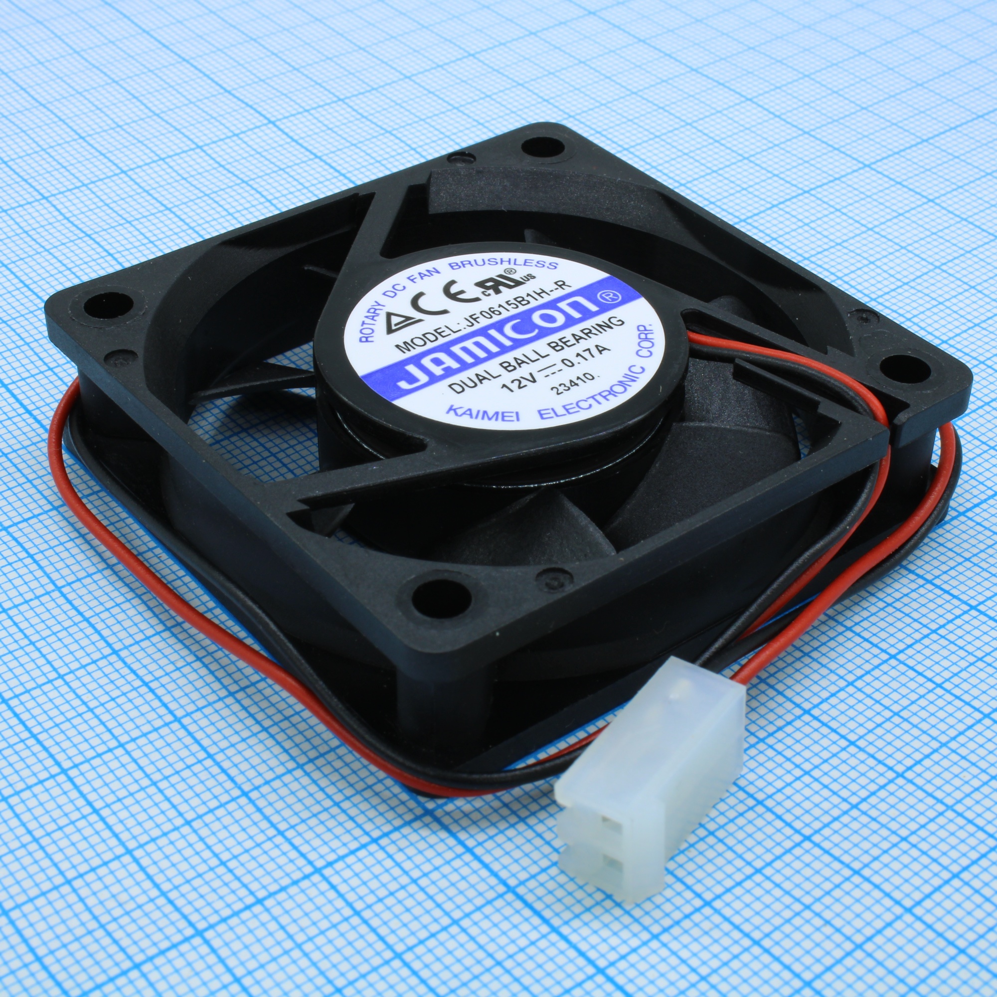 JF0615B1H-R - Вентилятор 12В 60х60х15мм, B 4500об/мин., 26.1м3/час, 30.5дБ, подшипник качения