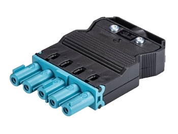 Разъем GST18I5S B1 ZR1 92.953.4453.0 - Розеточный разъем на кабель диам. 8,5 - 12,5 мм, 5 полюсов, винтовая фиксация, номинальное напряжение: 250/400V, номинальный ток: 20A, цвет корпуса: черный, цвет контактной вставки: голубой, серия gesis GST18i5