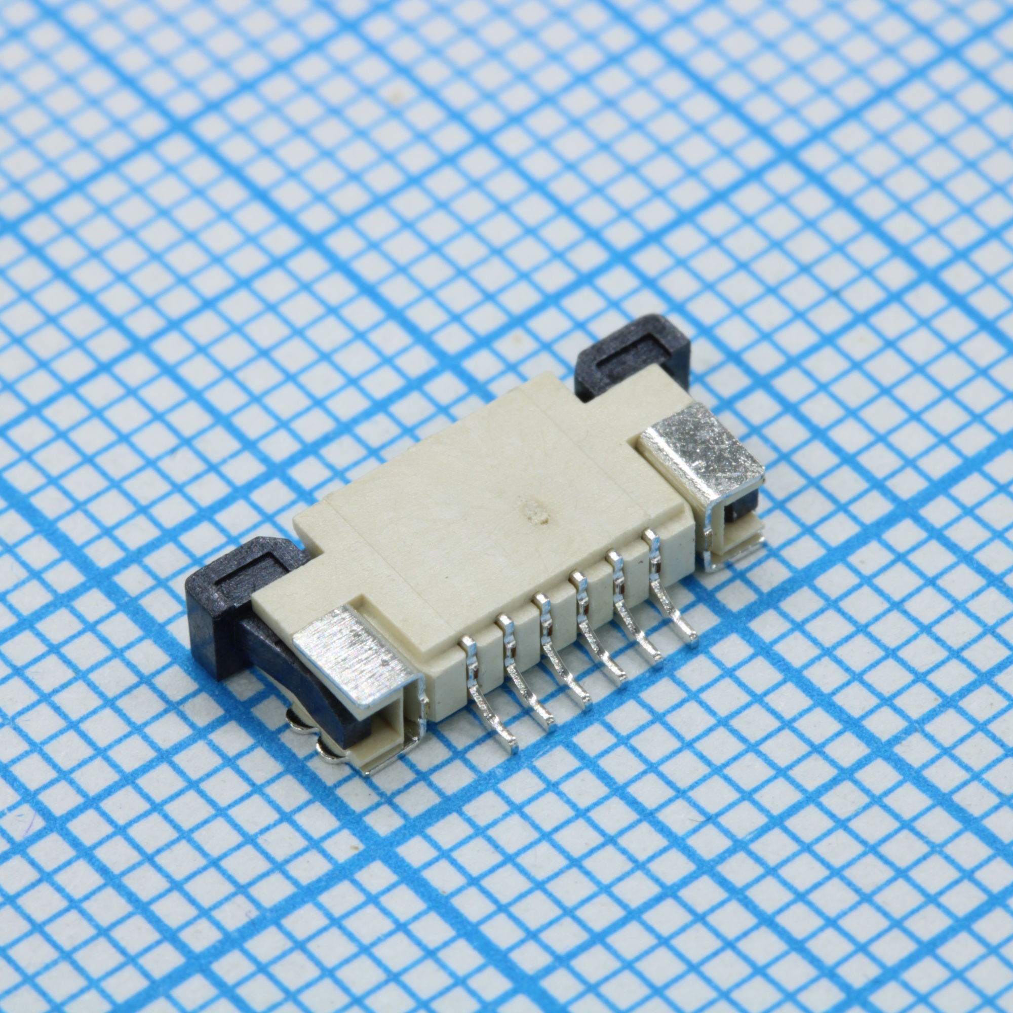 DS1020-07-06VBT1B-R - FPC разъем для шлейфа на плату, поверхностный монтаж 6pin, шаг 1.00мм (контакты сверху)