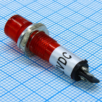 L-814-R  12V - Светодиодный индикатор на панель в отверстие 7мм, красный, 12в