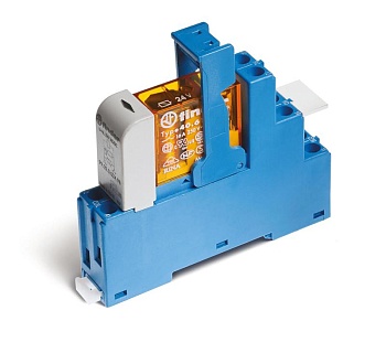 Модуль интерфейсный (сборка 40.61.7.024.0000 + 99.02.9.024.99 + 95.05SPA) электромеханич. реле 1CO 16А AgCdO 24В DC (чувствит.) IP20 винт. клеммы пластик. клипса LED + диод 486170240050SPA